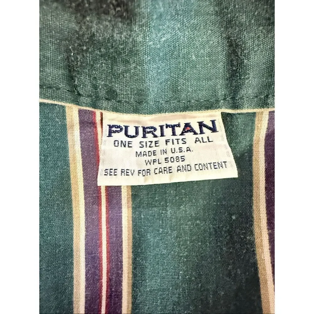 Puritan Men’s Robe Green Plum Stripe Belted Cotton Blend Kimono Loungewear